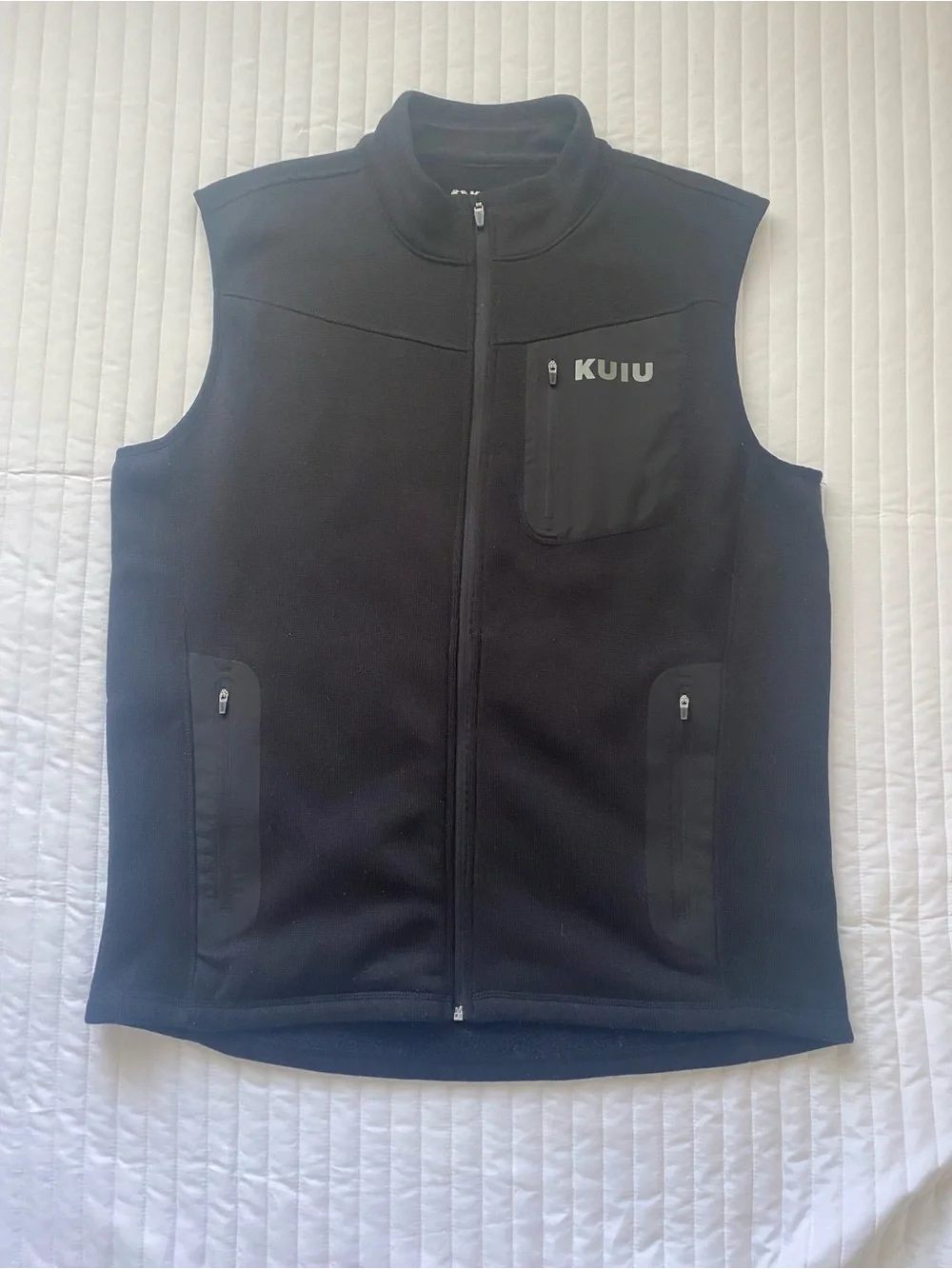 Kuiu Men's Black Base Layer High Loft Sweater Fleece Vest - Zip Front